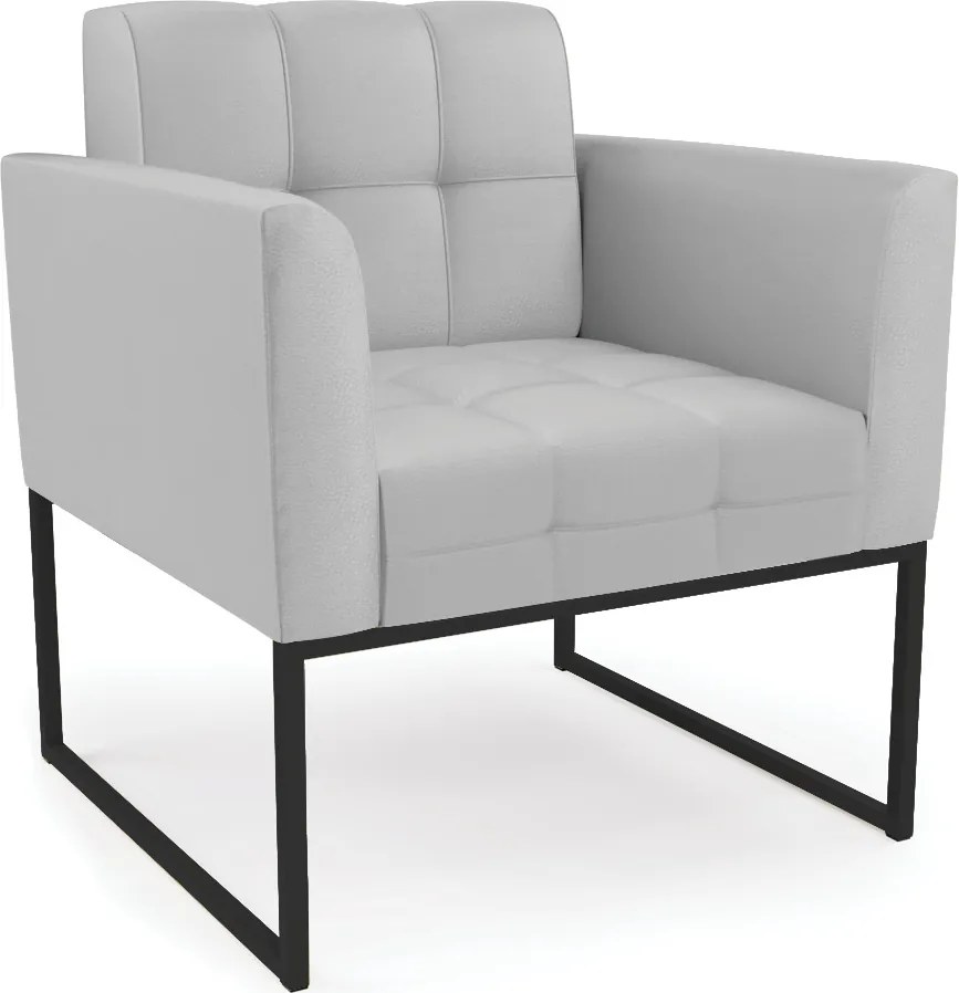 Poltrona Elisa Corino Cinza Base Metálica Industrial Preto D03 - D'Rossi
