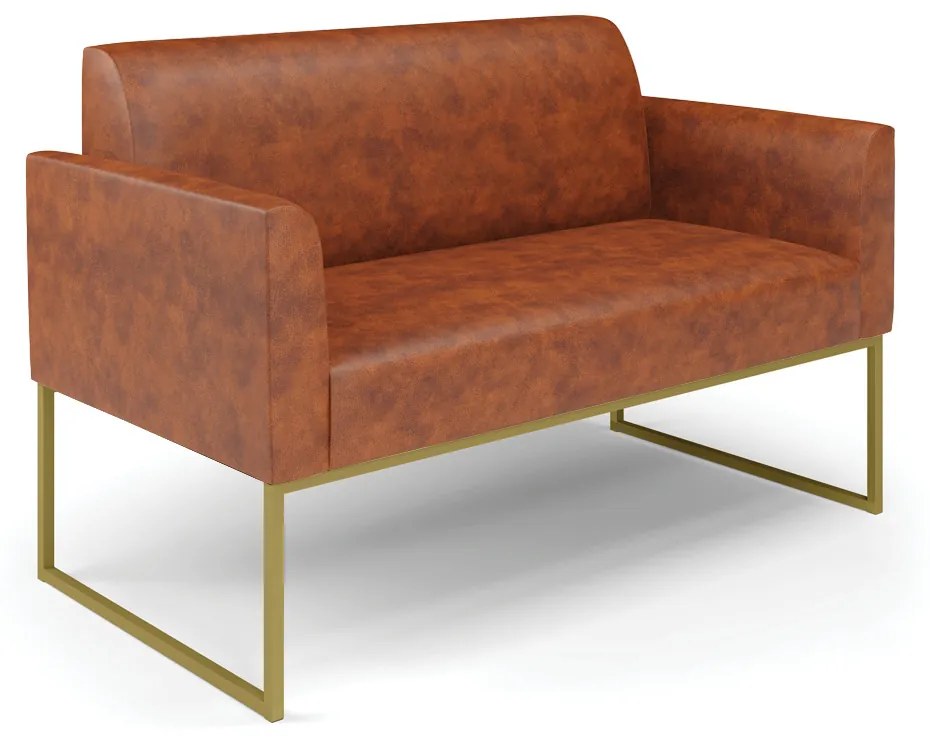 Sofá Namoradeira com Poltrona Base Industrial Dourado Marisa Corano D03 - D'Rossi - Nozes