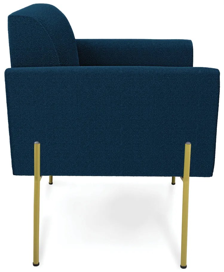 Poltrona Sala de Estar Pé Ferro Dourado Marisa Bouclê D03 - D'Rossi - Azul