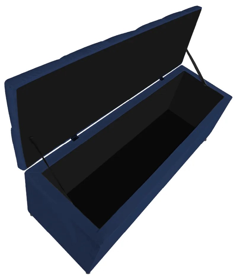 Calçadeira Estofada Liverpool 90 cm Solteiro Suede Azul Marinho - ADJ Decor