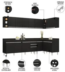 Armário de Cozinha Modulado de Canto 7 Peças CP35 Balcão com Tampo Pre