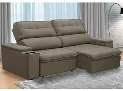 Sofá Retrátil Reclinável 3 Lugares 250cm Ginevra F05 Veludo Castor - M