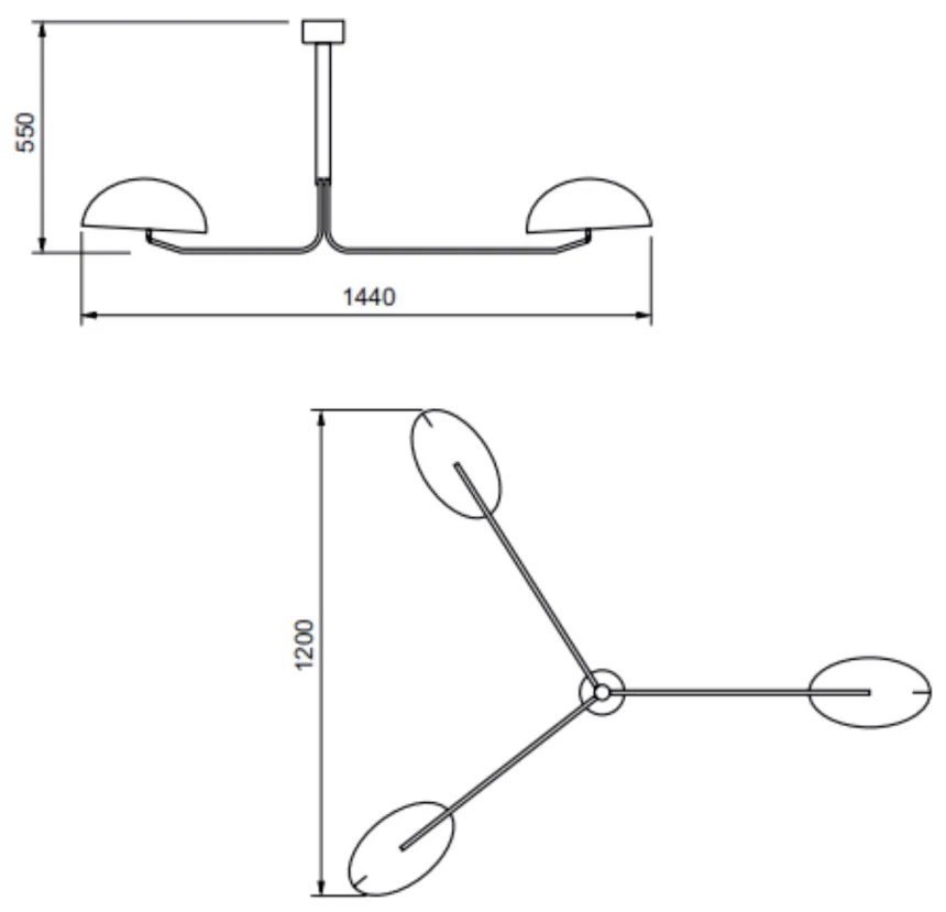 Pendente Trio 144X120X55Cm Por Waldir Junior - Usina 51110/3 (MR-T - Marrom Texturizado)