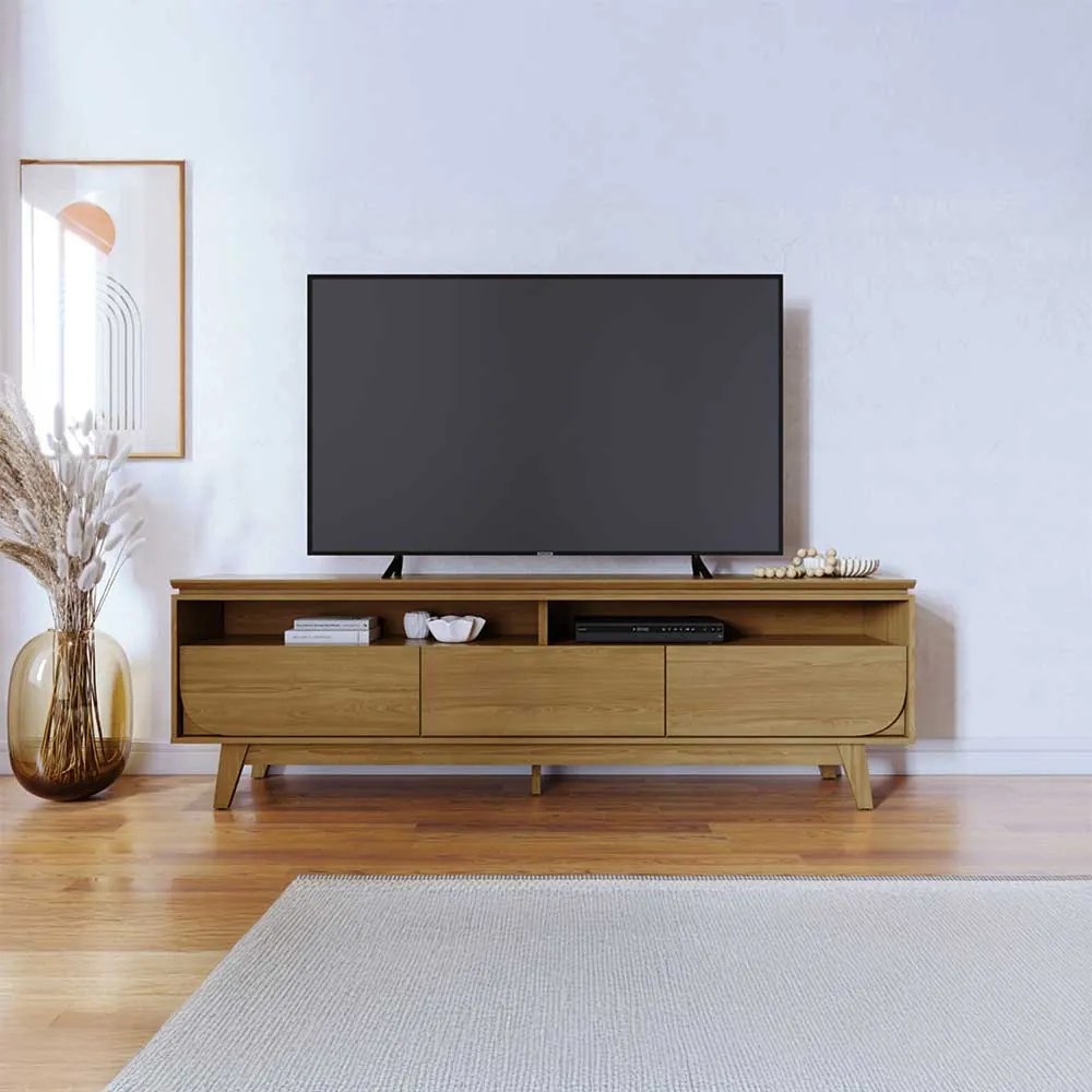 Bancada Decorativa Saiko MDP Pintura UV 3 Gavetas Corrediças Telescópicas até 75 Cumaru G97 - Gran Belo