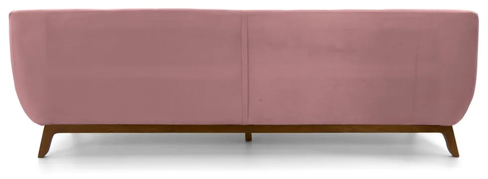 Sofá 3 Lugares Odeon D07 230cm Base Madeira Veludo Rosa - D'Rossi
