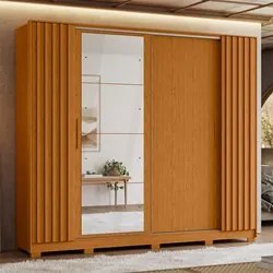 Guarda Roupa Casal 4 Portas 4 Espelhos Jacarandá Flex Cinamomo/Off Whi