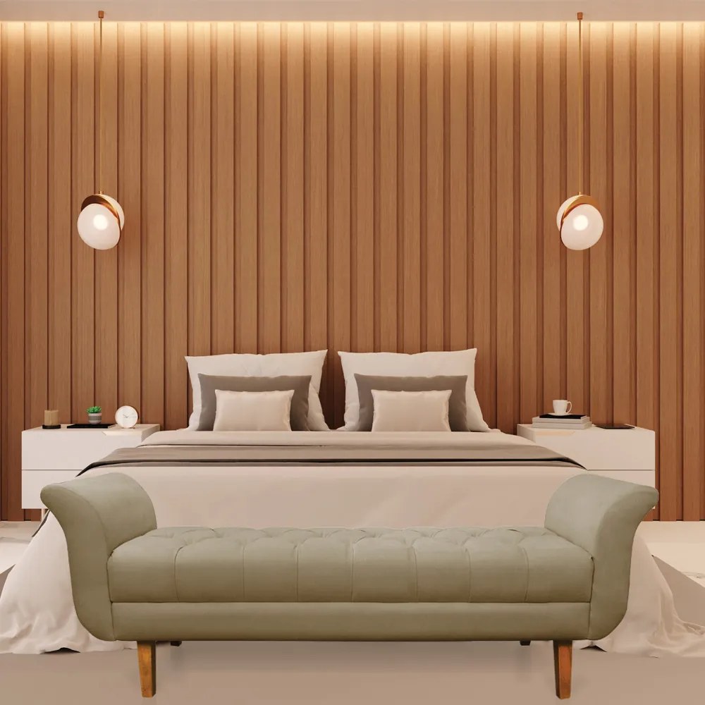 Recamier Olinda Suede Marrom Rato 160 cm Pés Chanfrado Castanhos - D'Rossi