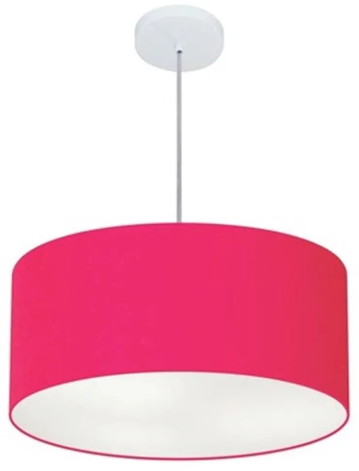 Lustre Pendente Cilíndrico Md-4100 Cúpula em Tecido 50x25cm Rosa Pink - Bivolt