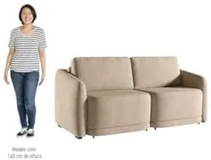 Sofá Cama Casal para Sala 176cm Polska Z08 Veludo Bege - Mpozenato