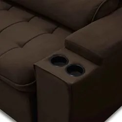Sofá Retrátil Reclinável 3 Lugares 250cm Ginevra F05 Veludo Marrom - M