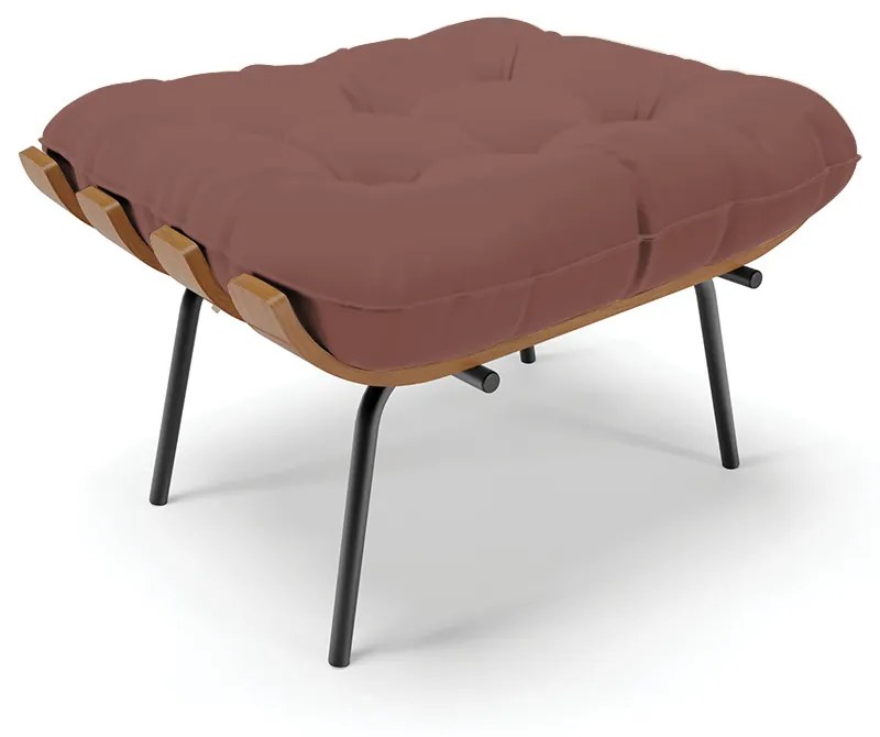 Puff Costela Veludo Base Metálica Preto M11 - D'Rossi - Rose