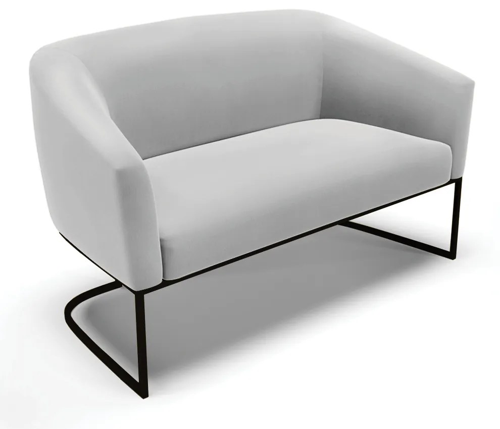 Namoradeira e 2 Poltronas Industrial Preto Stella Suede D03 - D'Rossi - Cinza
