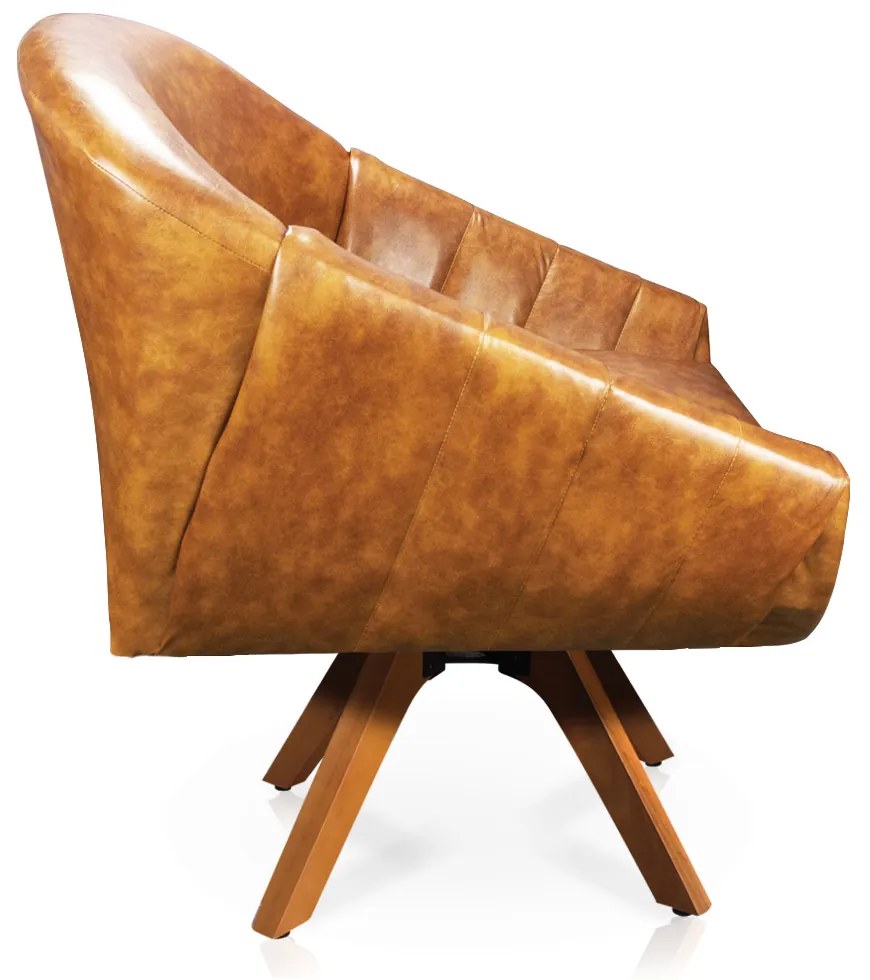 Poltrona Decorativa Giratória MM30 Giovana Sintético PU Nozes D01 - D'Rossi