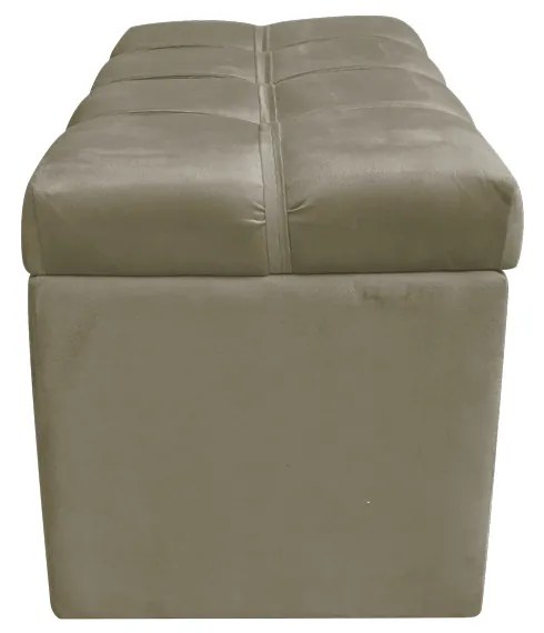 Calçadeira Botonê com Baú 90 cm Suede Marrom Rato - D'Rossi
