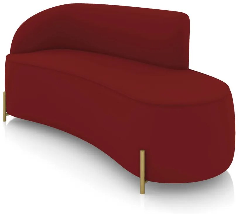 Sofá 3 Lugares Orgânico 180cm Pé Ferro Dourado Morgan Veludo Marsala