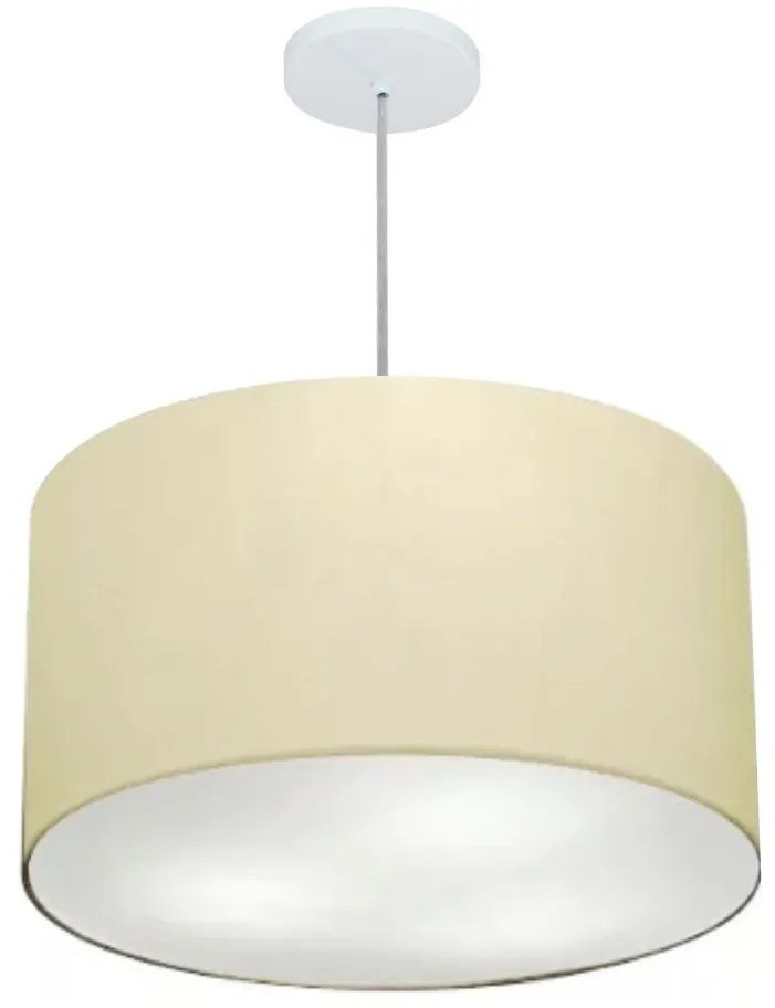 Lustre Pendente Cilíndrico Md-4250 Cúpula em Tecido 45x30cm Algodão Crú - Bivolt