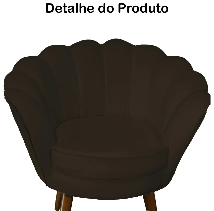 Poltrona Decorativa Pétala Pés Palito Suede Marrom - Sheep Estofados