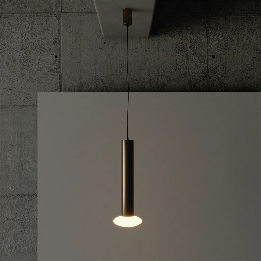 Pendente Drop Ø12X41,8Cm 1Xg9 Por Waldir Junior - Usina 51013/1 (CB-V - Cobre Escovado Verniz)
