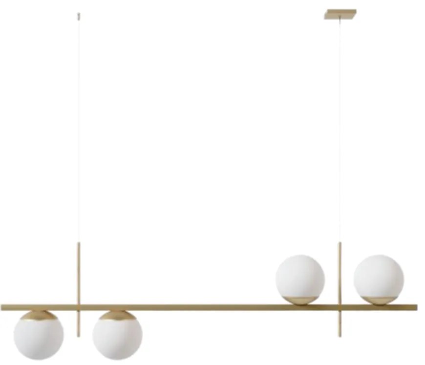 Pendente Up Down Retângular 100X12Cm Alumínio E Globo Ø12Cm Fosco 4Xg9... (CHAMPANHE, FOSCO)