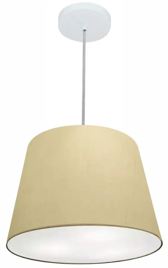 Lustre Pendente Cone Md-4246 Cúpula em Tecido 30/40x30cm Algodão Crú - Bivolt