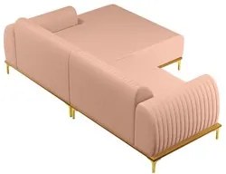 Sofá 265cm 4 Lugares com Chaise Direito Pés Gold Molino C-105 Linho Ro