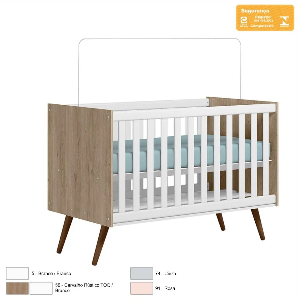 Berço Mini Cama Retrô Encanto Carvalho/Branco - Loja Sheep - Carvalho/Branco