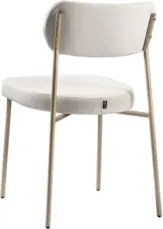 Cadeira Jantar Estofada Pé Metal Rosê Kit 4 Lavy Linho Bege S08 - Mpoz