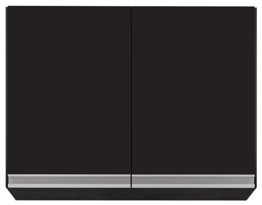 Armário Aéreo de Cozinha Lavanderia 02 Portas Eva 80 cm L06 - D'Rossi - Preto