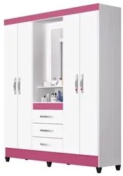 Guarda Roupa de Casal Capri 04 Portas e 03 Gavetas Flex Branco ou Bran