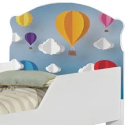 Mini Cama Infantil 148x68cm Com Proteção Lateral Balões K06 - Mpozenat