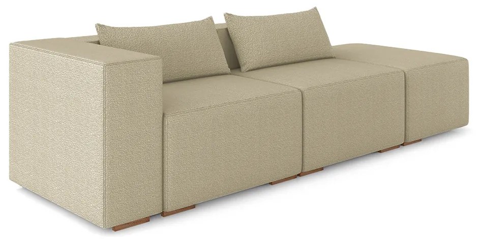 Sofá Versátil Sala de Estar Atlanta 338cm Modulado Bouclê Bege Escuro G52 - Gran Belo