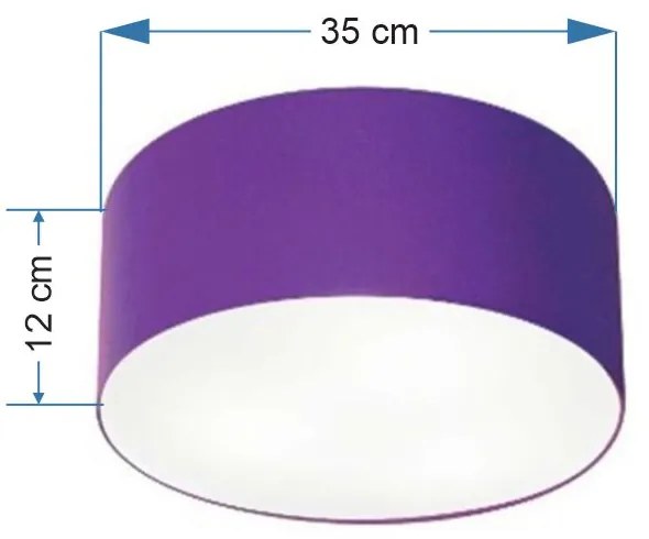 Plafon Cilíndrico Md-3046 Cúpula em Tecido 35x12cm Roxo - Bivolt