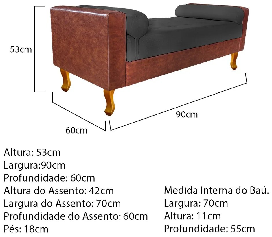 Recamier Félix Solteiro 90cm Corano Nozes e Linho Chumbo - ADJ Decor