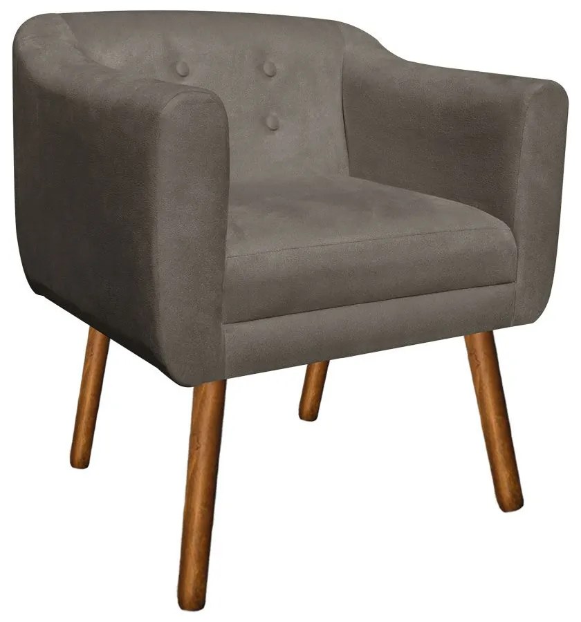 Kit 01 Namoradeira 02 Lugares e 02 Poltronas Julia Suede Marrom Rato Pés Palito Castanho D'Rossi