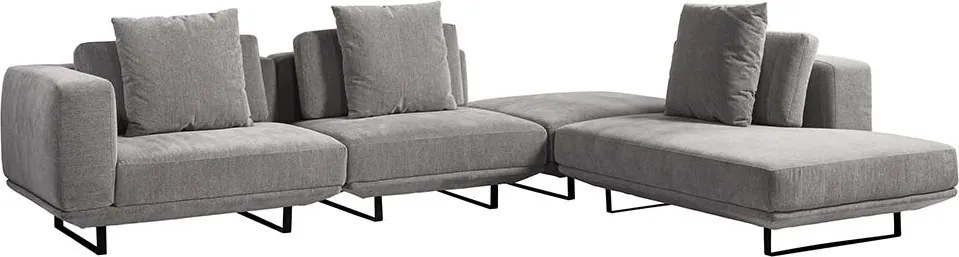 Sofá Modulado Sala de Estar Carmen 472cm Pés de Ferro Linho Rústico Cinza G92 - Gran Belo