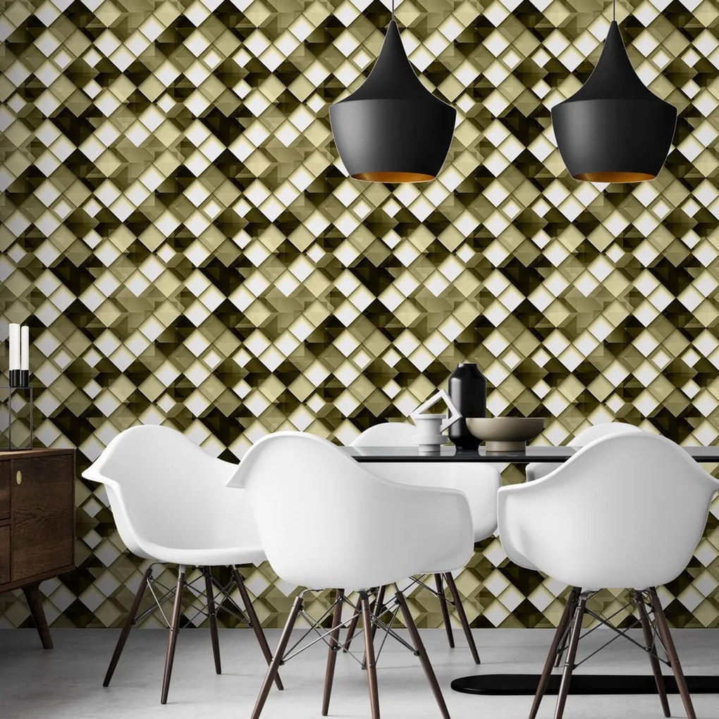 Papel de Parede Geométrico Amarelado