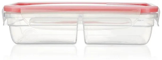 Pote de Plástico com Travas e Divisória 730ml - Vermelho