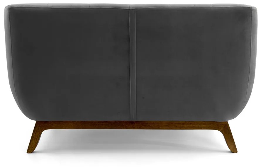 Sofá 2 Lugares Odeon D07 140cm Base Madeira Veludo Cinza - D'Rossi