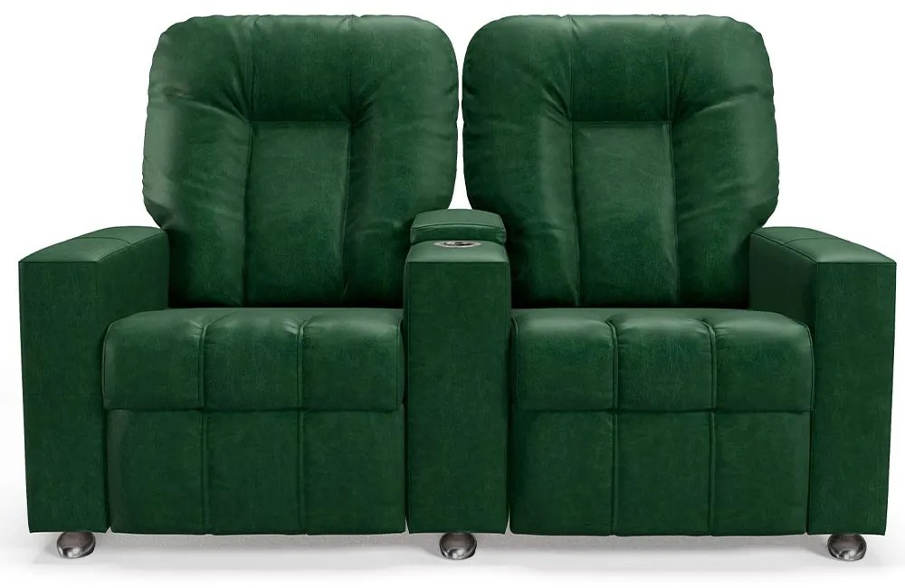 Poltrona do Papai Reclinável 2 Lugares Sala de Cinema Pequim Manual PU Verde G23 - Gran Belo