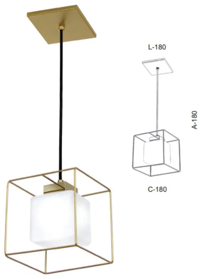 Pendente Aramado Vidro Quadrado Individual 18X18X18Cm Metal E Cubo 01X... (COBRE FOSCO, CLEAR (TRANSPARENTE))