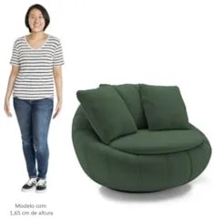 Poltrona Decorativa Redonda Giratória com Almofadas Saphire Z32 Veludo