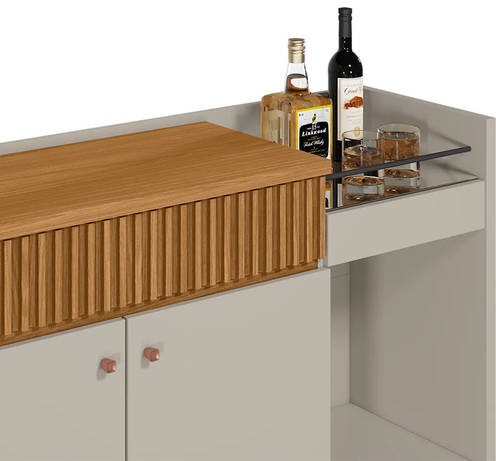 Buffet Aparador Carol 2 Portas Nature e Off White 87x133 cm L04 - D'Rossi