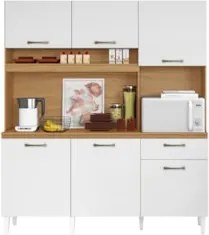Armário de Cozinha Compacta 160cm Sovira Cinamomo/Branco A15 - Mpozena