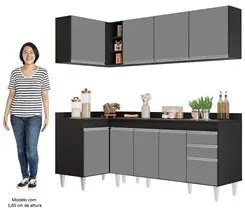 Armário de Cozinha Modulado de Canto Direito 4 Peças CP41 Balcão com T