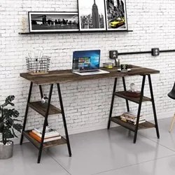Mesa Escrivaninha Cavalete 150cm Estilo Industrial Prisma C08 Carvalho