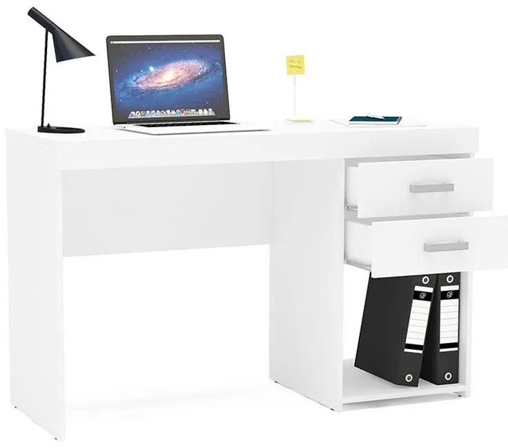 Mesa De Escritório Computador Malta 1,20m 2 Gavetas - Branco