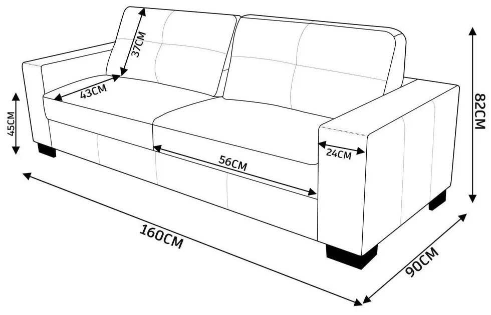Sofá Sala de Estar 2 Lugares 160cm Pés Madeira Kenny Couro Tabaco G43 - Gran Belo