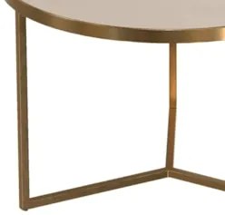 Mesa de Centro Redonda Alta Pé Metal Thor Off/Dourado E05   - Mpozenat