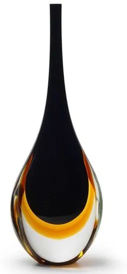 Gota Alta Bicolor Preta com Âmbar Murano Cristais Cadoro