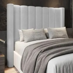 Cabeceira Casal Queen Cama Box 160cm Claire Z04 Boucle Cinza - Mpozena